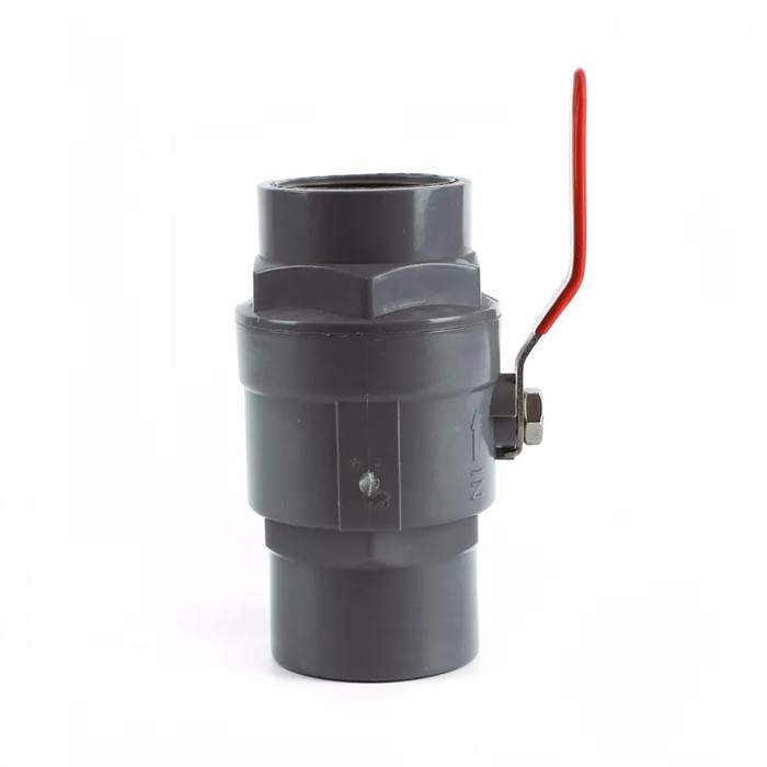 Valvole inossidabili del PVC della maniglia della valvola a sfera in due pezzi grigia di UPVC