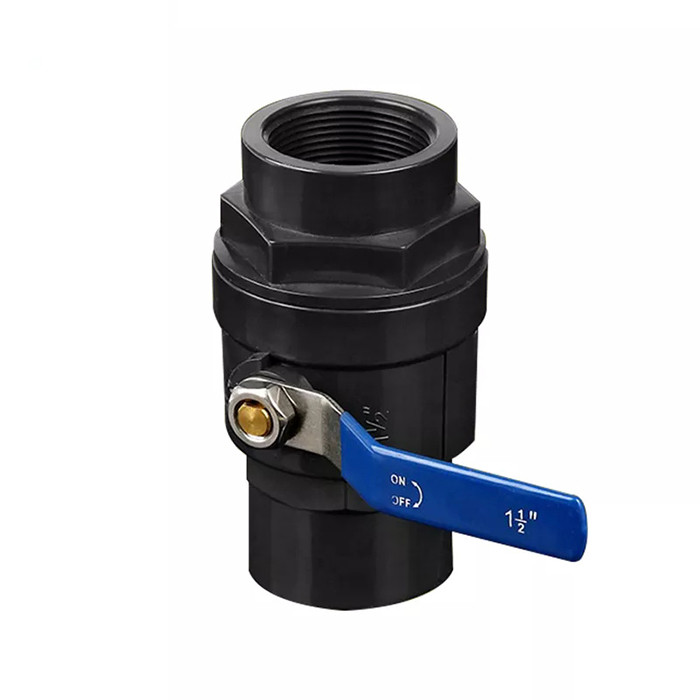 Valvola a sfera d'acciaio in due pezzi nera del PVC della valvola a sfera 50mm della maniglia